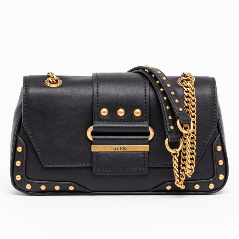 Guess, Greta, Polyurethane, Textile Crossbody Bag, Black, hwvb81 29210, 16 x 29 x 5.3 cm, For Women.